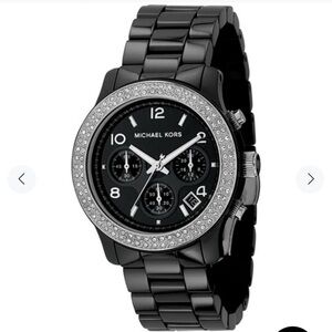 Michael Kors Black and Silver unisex Watch with Crystal Accents
